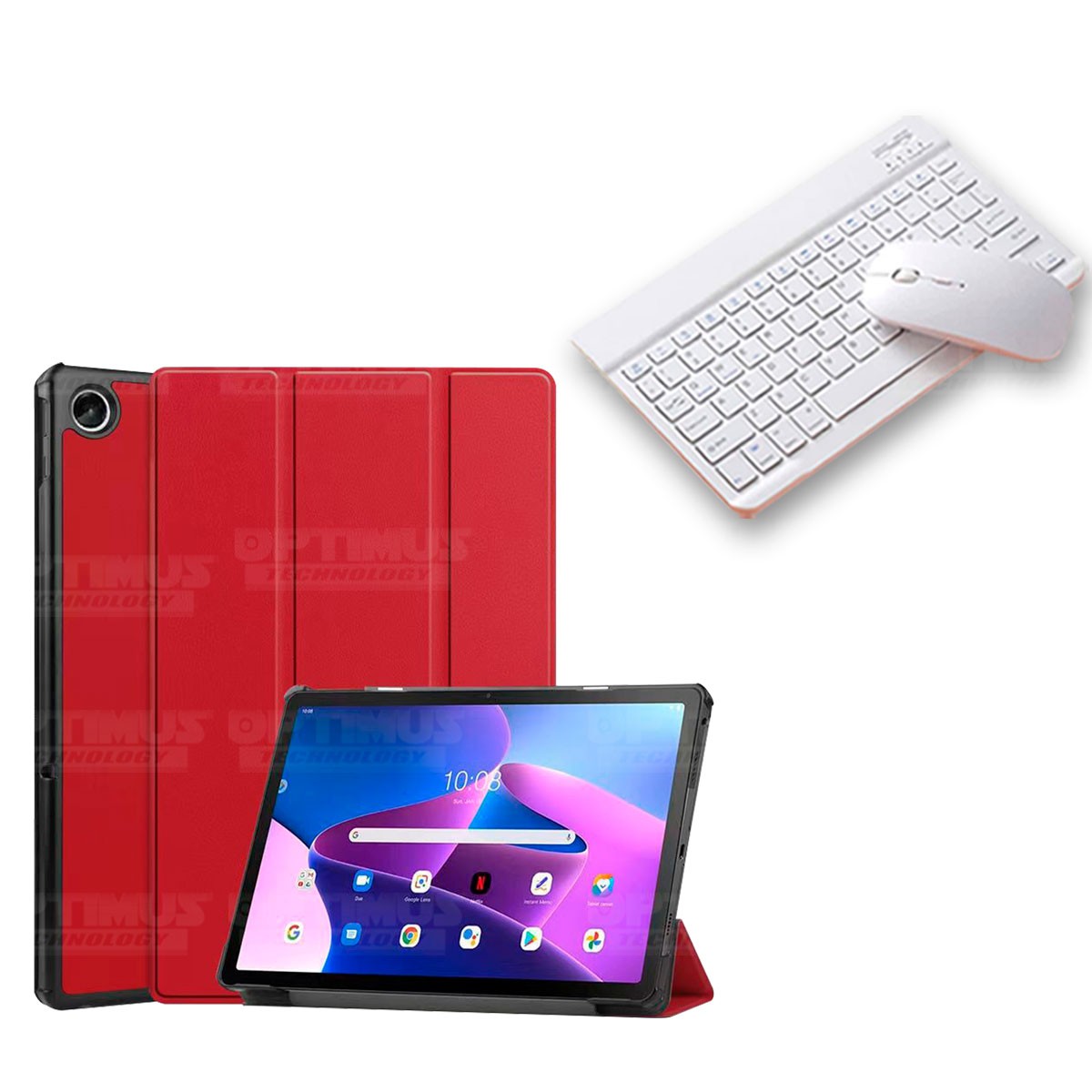 Kit Case Forro Protector + Teclado y Mouse Ratón Bluetooth para Tablet Lenovo Tab M10 Plus 3era Gen 10.6 2022 TB-125FU / TB-128F