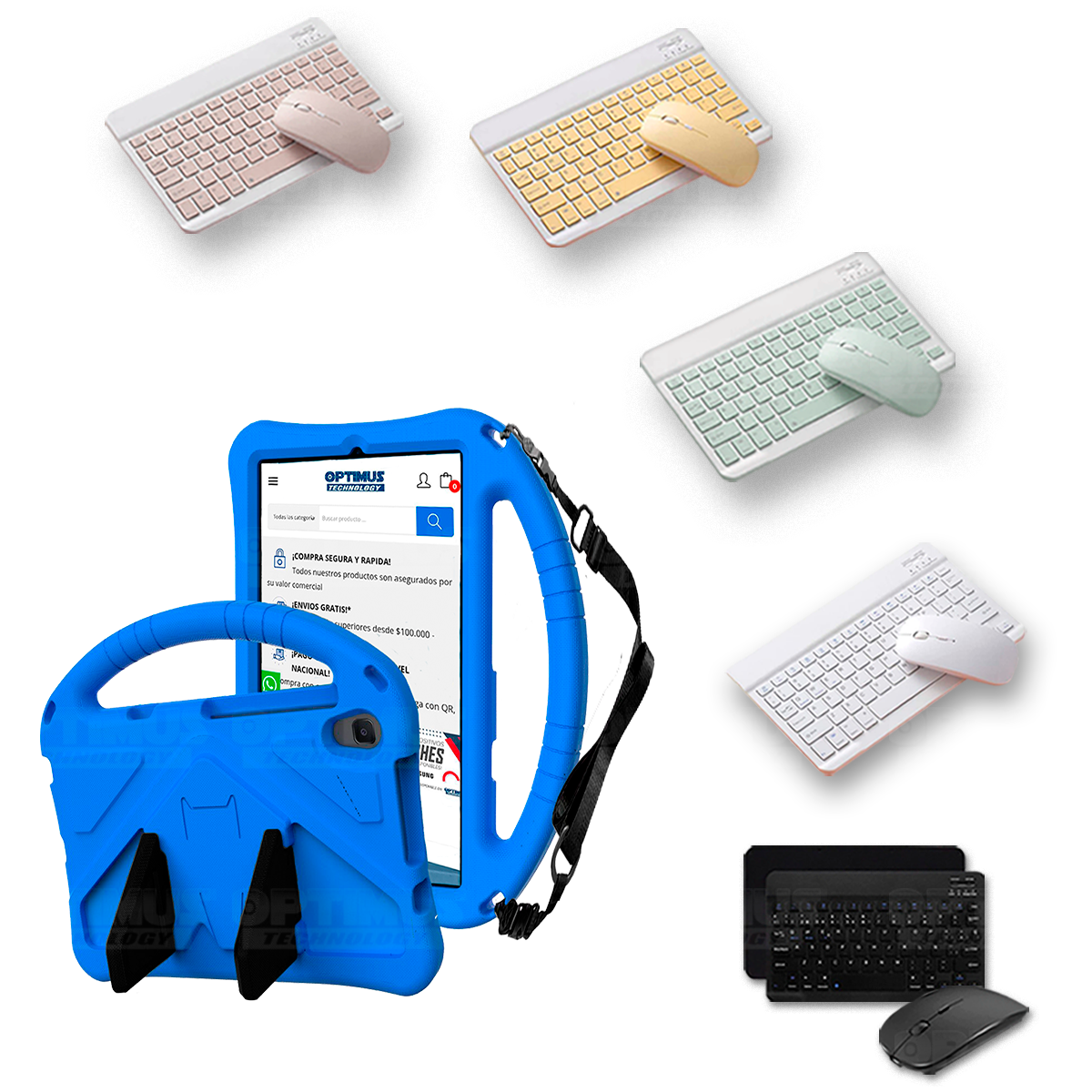 Case Forro Protector con correa + Teclado y Mouse Ratón Bluetooth para Tablet Lenovo M8 X8505f