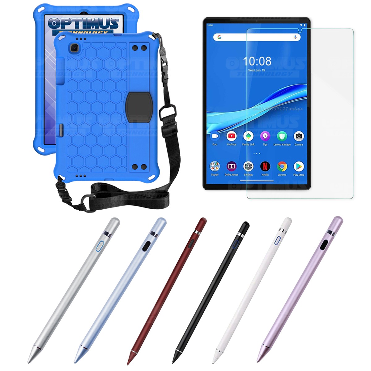 Kit Estuche Protector Correa + Vidrio Templado + Lápiz Digital para Tablet Lenovo M10 Plus Tb-x606f
