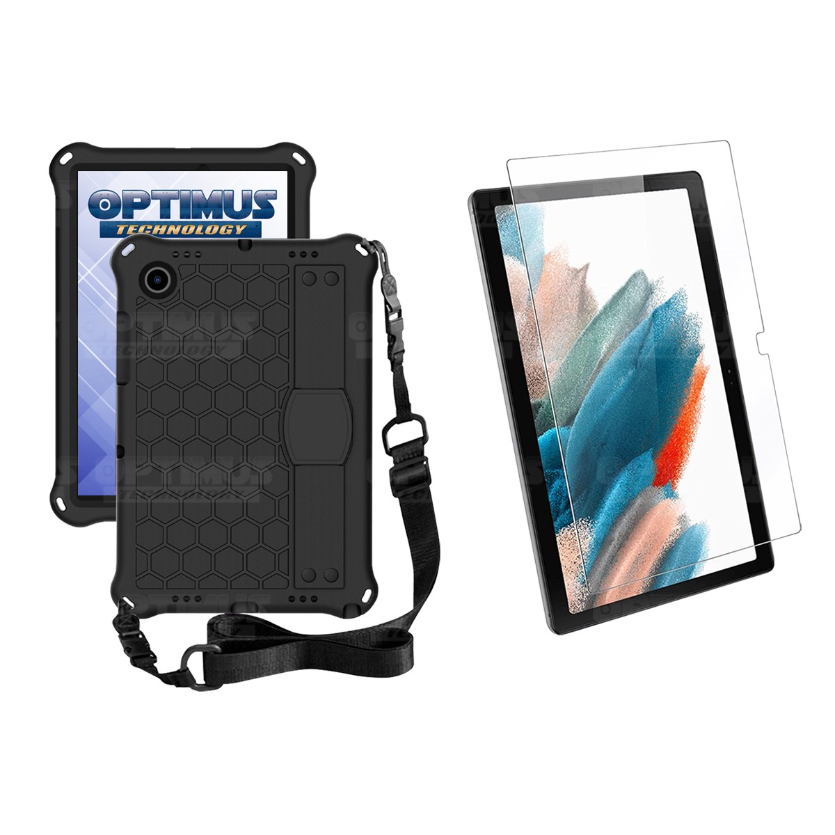 Kit Vidrio Cristal Templado Y Estuche Protector Anti golpes Correa para Tablet Samsung Galaxy Tab A8 10.5 2021 SM-x200 SM-x205