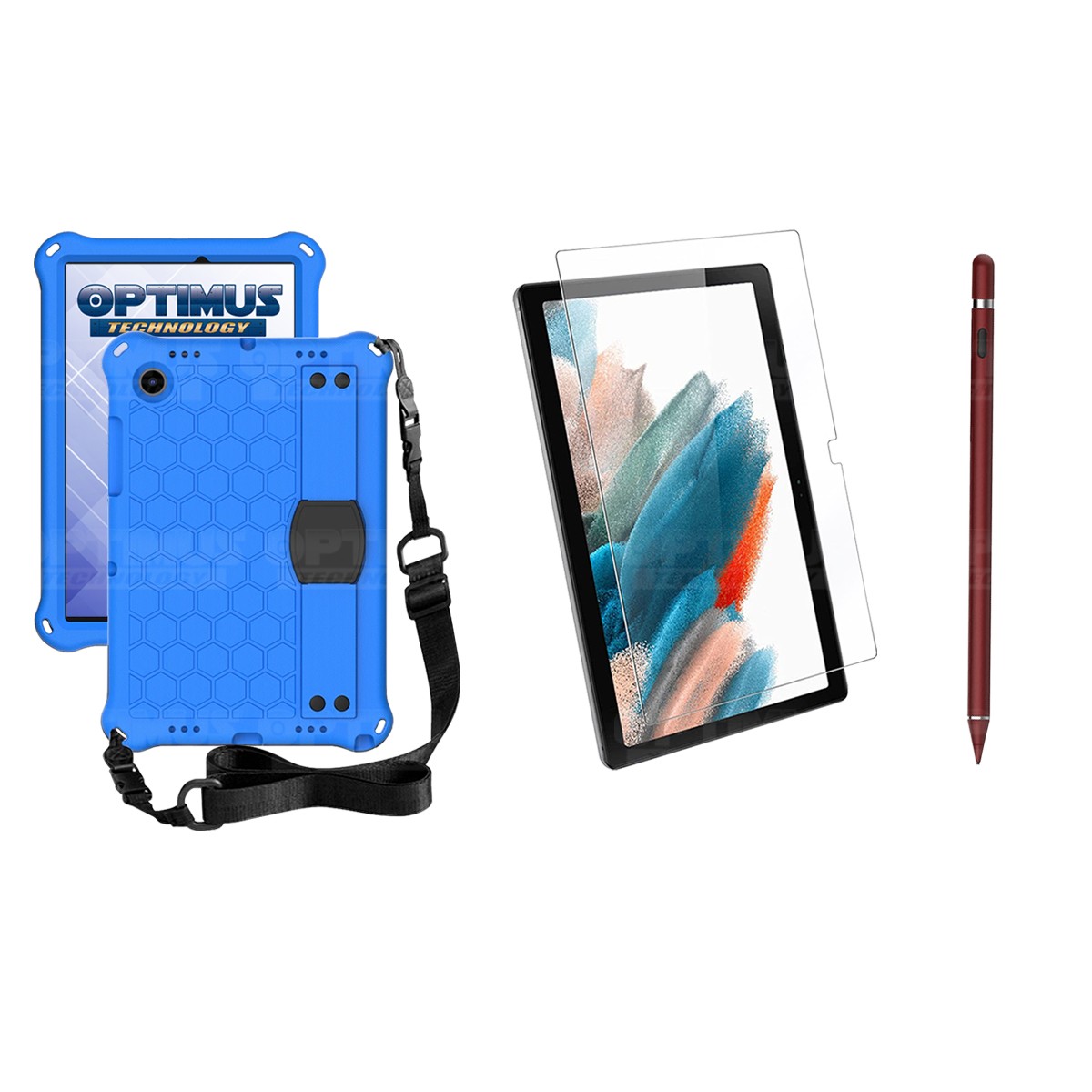 Kit Estuche Protector Correa + Vidrio Templado + Lápiz Digital para Tablet Samsung Galaxy Tab A8 10.5 2021 - 2022 SM-x205