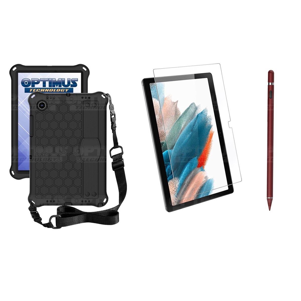 Kit Estuche Protector Correa + Vidrio Templado + Lápiz Digital para Tablet Samsung Galaxy Tab A8 10.5 2021 - 2022 SM-x205