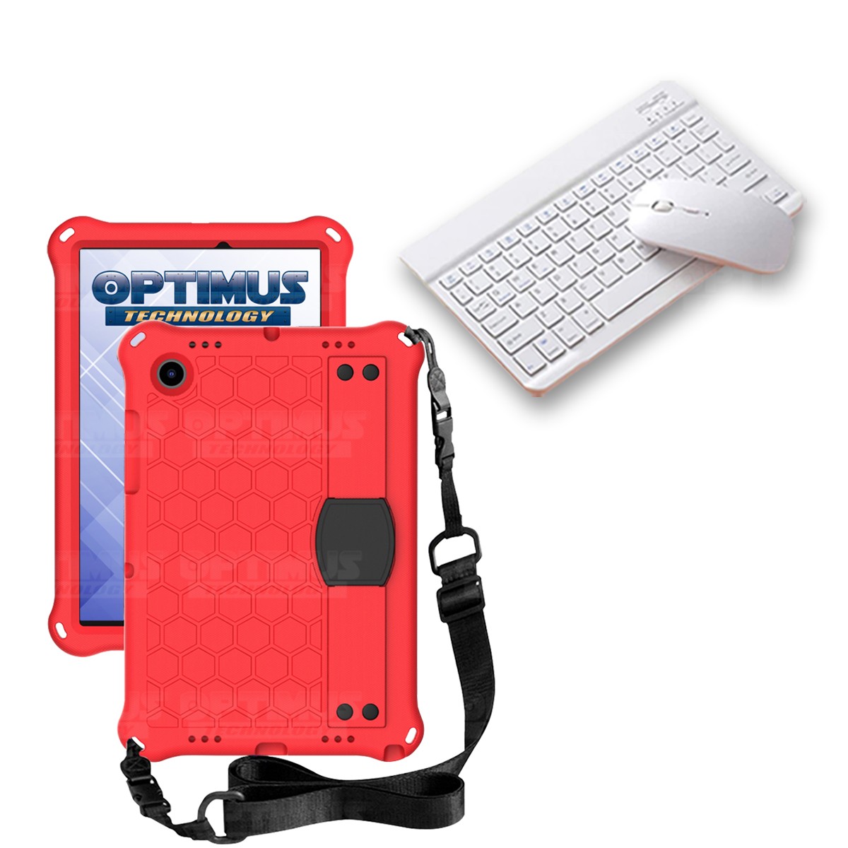 Kit Case Forro Protector con correa + Teclado y Mouse Bluetooth para Tablet Samsung Galaxy Tab A8 10.5 2021 - 2022 SM-x200
