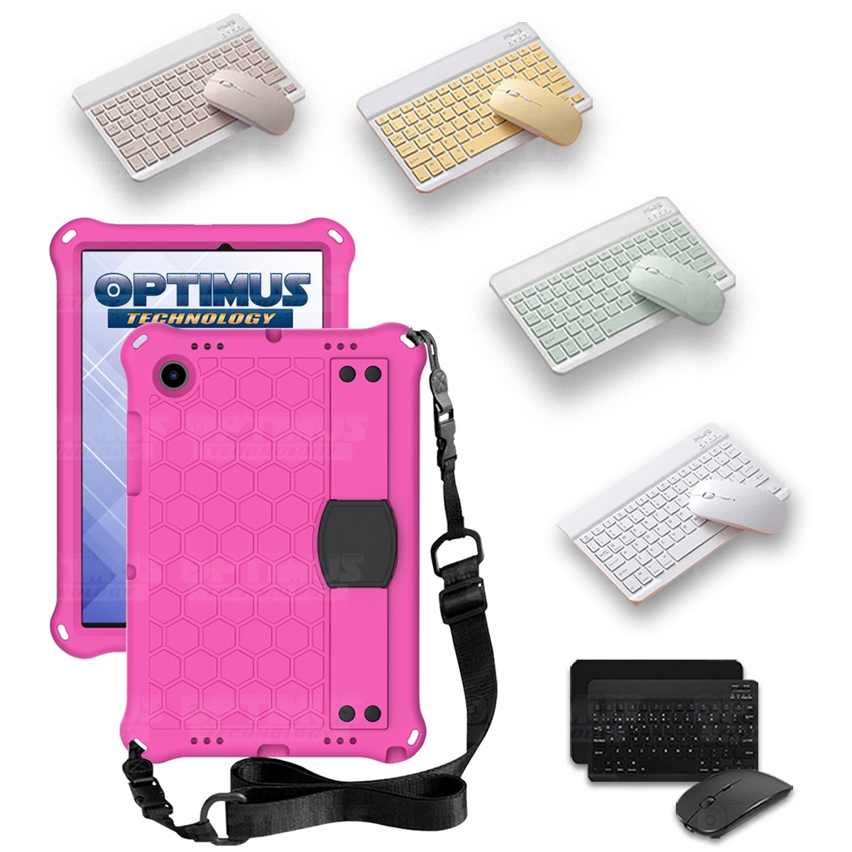 Kit Case Forro Protector con correa + Teclado y Mouse Bluetooth para Tablet Samsung Galaxy Tab A8 10.5 2021 - 2022 SM-x200