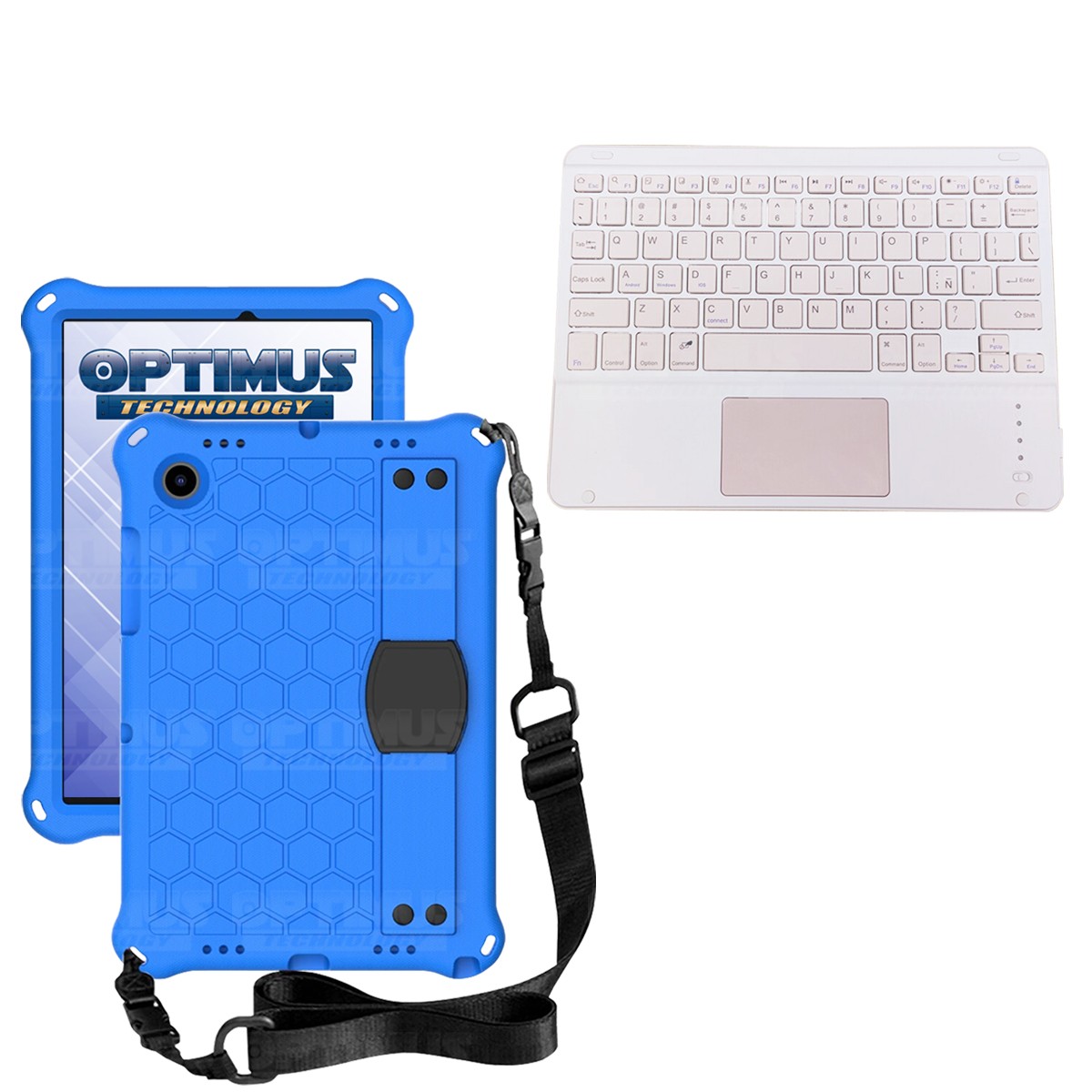 Kit Case Protector con correa + Teclado Mouse Touchpad Bluetooth para Tablet Samsung Galaxy Tab A8 10.5 2021 SM-x200 SM-x205