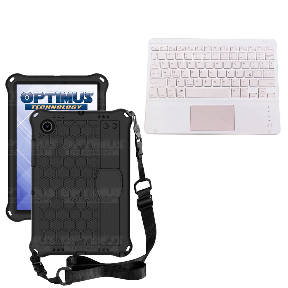 Kit Case Protector con correa + Teclado Mouse Touchpad Bluetooth para Tablet Samsung Galaxy Tab A8 10.5 2021 SM-x200 SM-x205