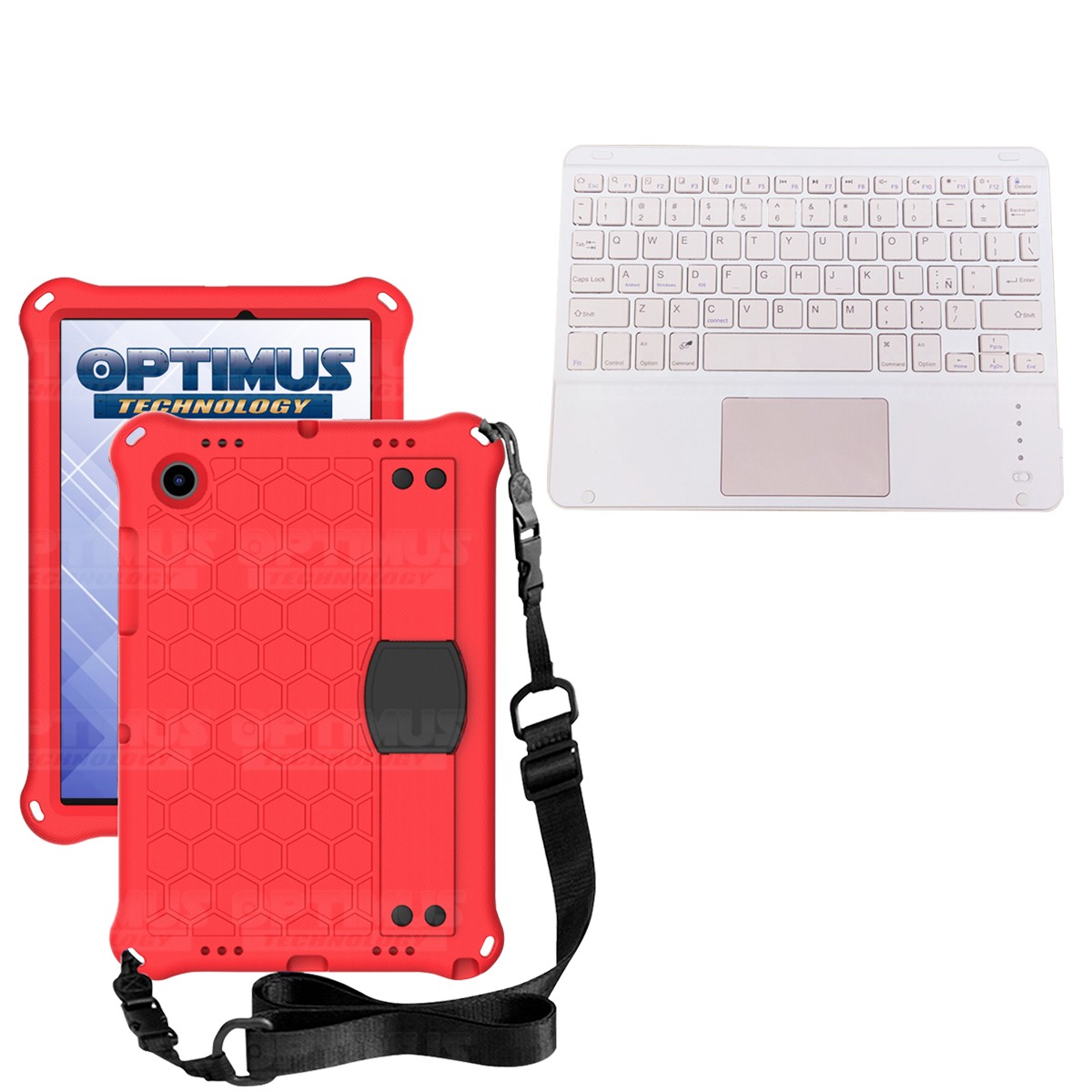 Kit Case Protector con correa + Teclado Mouse Touchpad Bluetooth para Tablet Samsung Galaxy Tab A8 10.5 2021 SM-x200 SM-x205
