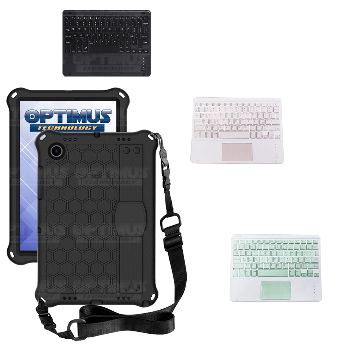 Kit Case Protector con correa + Teclado Mouse Touchpad Bluetooth para Tablet Samsung Galaxy Tab A8 10.5 2021 SM-x200 SM-x205