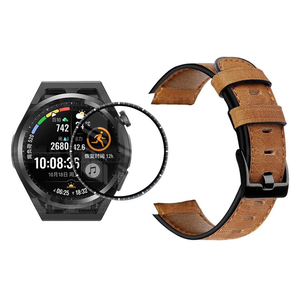 Vidrio Templado Cerámico Y Correa de cuero para Smartwatch Reloj Inteligente Huawei Watch GT Runner