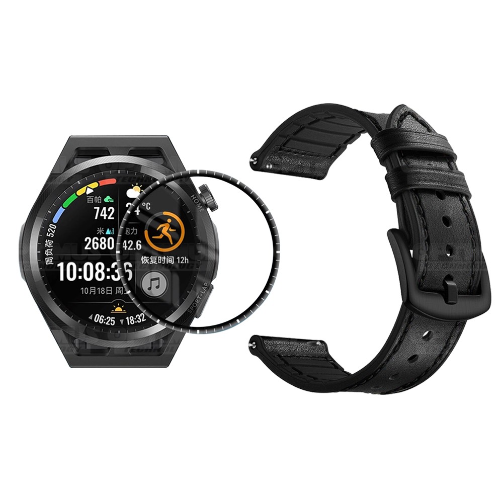 Vidrio Templado Cerámico Y Correa de cuero para Smartwatch Reloj Inteligente Huawei Watch GT Runner