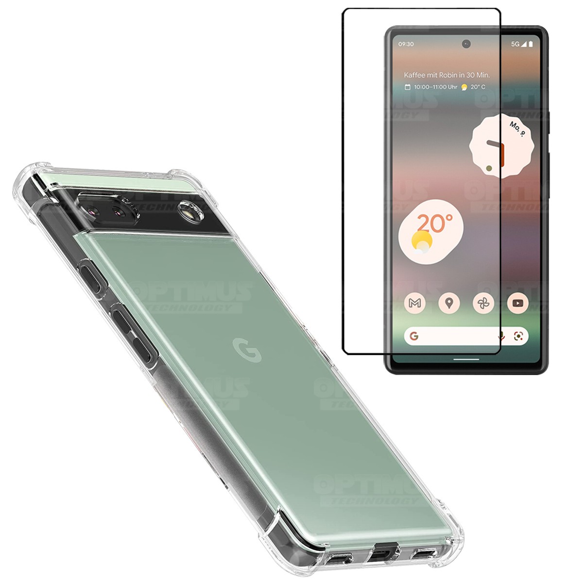 Kit Vidrio templado y Estuche Case Forro Protector Anticaída para celular Google Pixel 6A 5G 2022