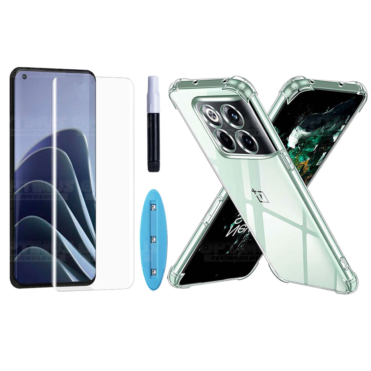 Kit Vidrio UV templado liquido y Estuche Case Forro Protector para Celular Oneplus 10 Pro 5G 6,7 pulgadas Ne2215 / Ne2213