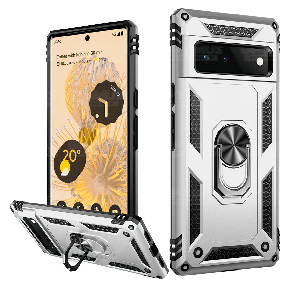 Estuche Case Forro Carcasa Protectora Anti-Shock doble capa con soporte para Celular Smartphone Google Pixel 6 Pro