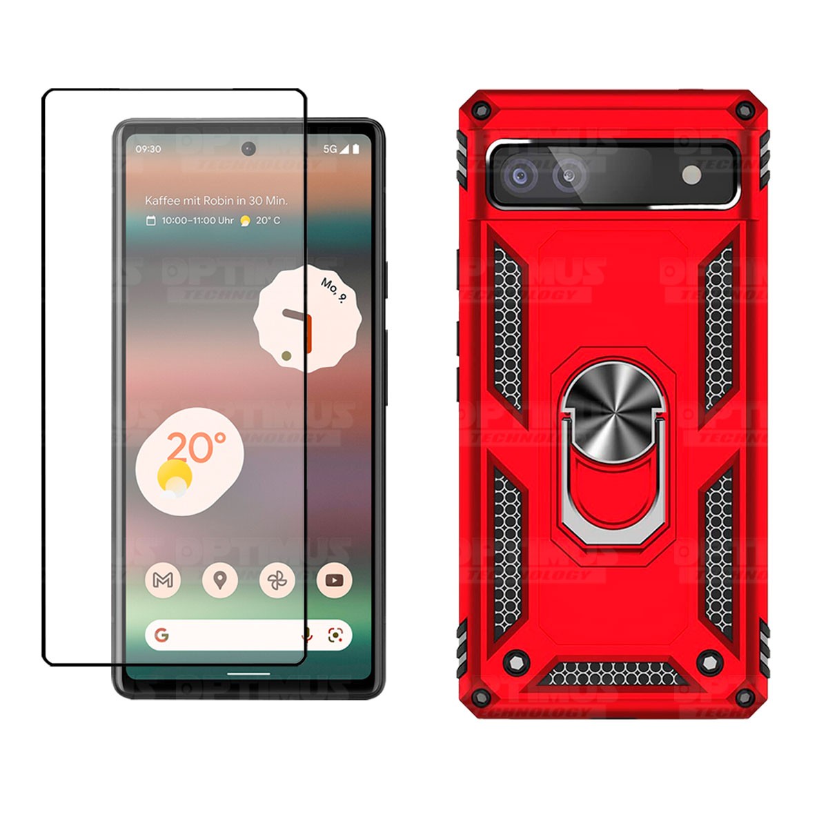 Kit Vidrio templado y Estuche Case Forro Protector Anti-Shock doble capa para celular Google Pixel 6A 5G 2022