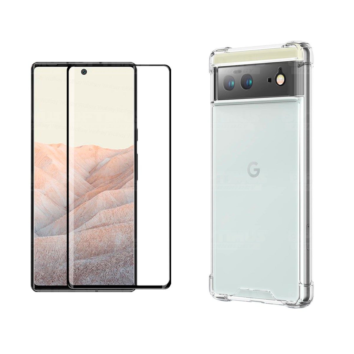 Kit Vidrio templado y Estuche Case Forro Protector Anticaída para celular Google Pixel 6