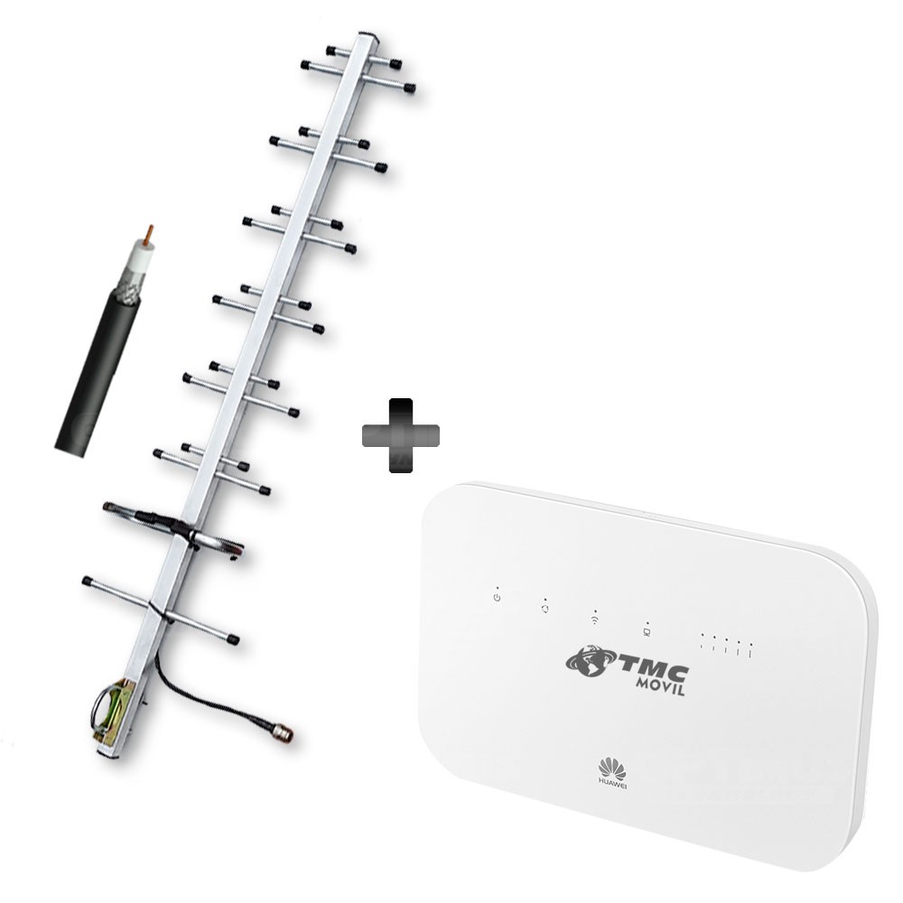 KIT Antena Amplificadora De Señal Road MiniPRO 60 Db Con Enrutador Huawei B612S-51D Banda 28