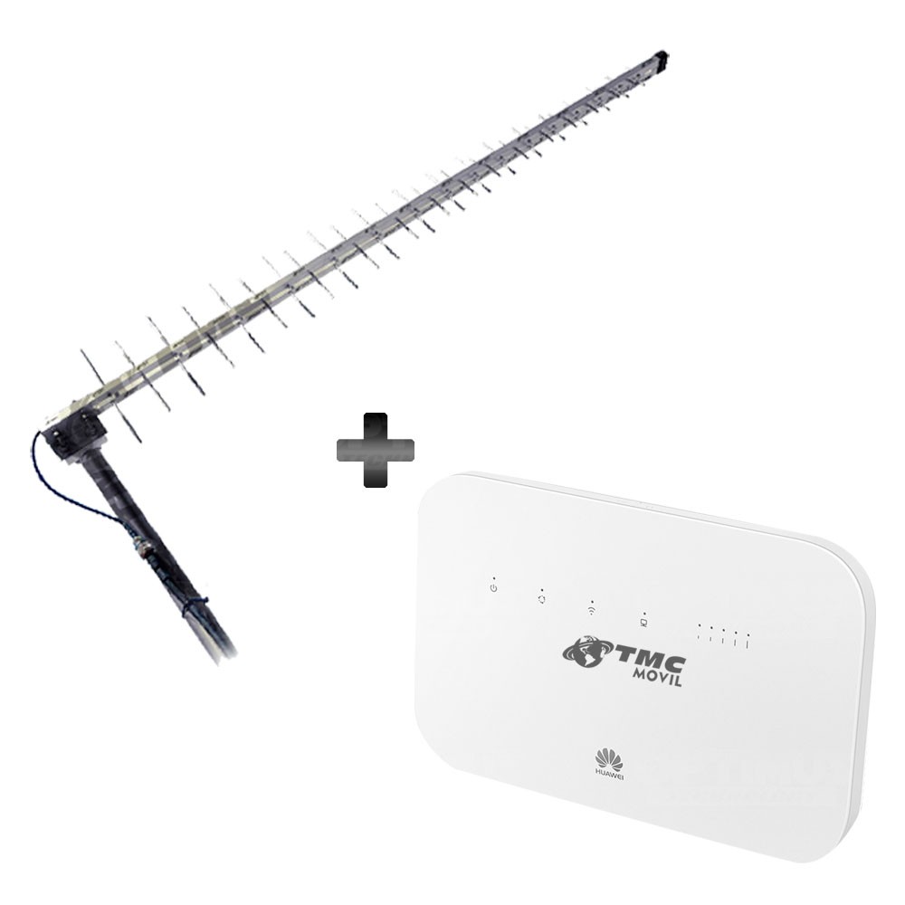 KIT Antena Amplificadora De Señal Multibanda PREMIUM 65 Db Con Enrutador Huawei B612S-51D Banda 28 700MHz