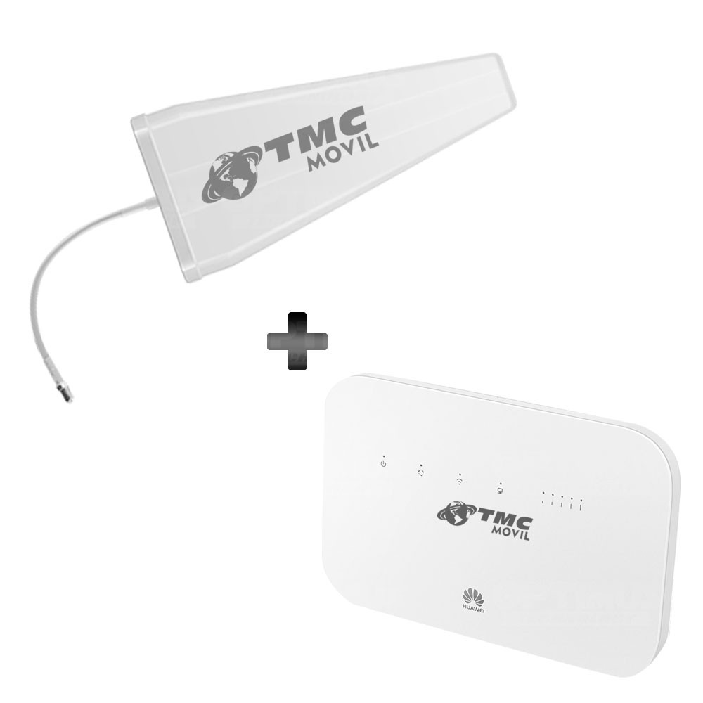 KIT Antena Amplificadora De Señal Cuatriband 10dbi TMC PLUS Con Enrutador Huawei B612S-51D Libre todo Operador