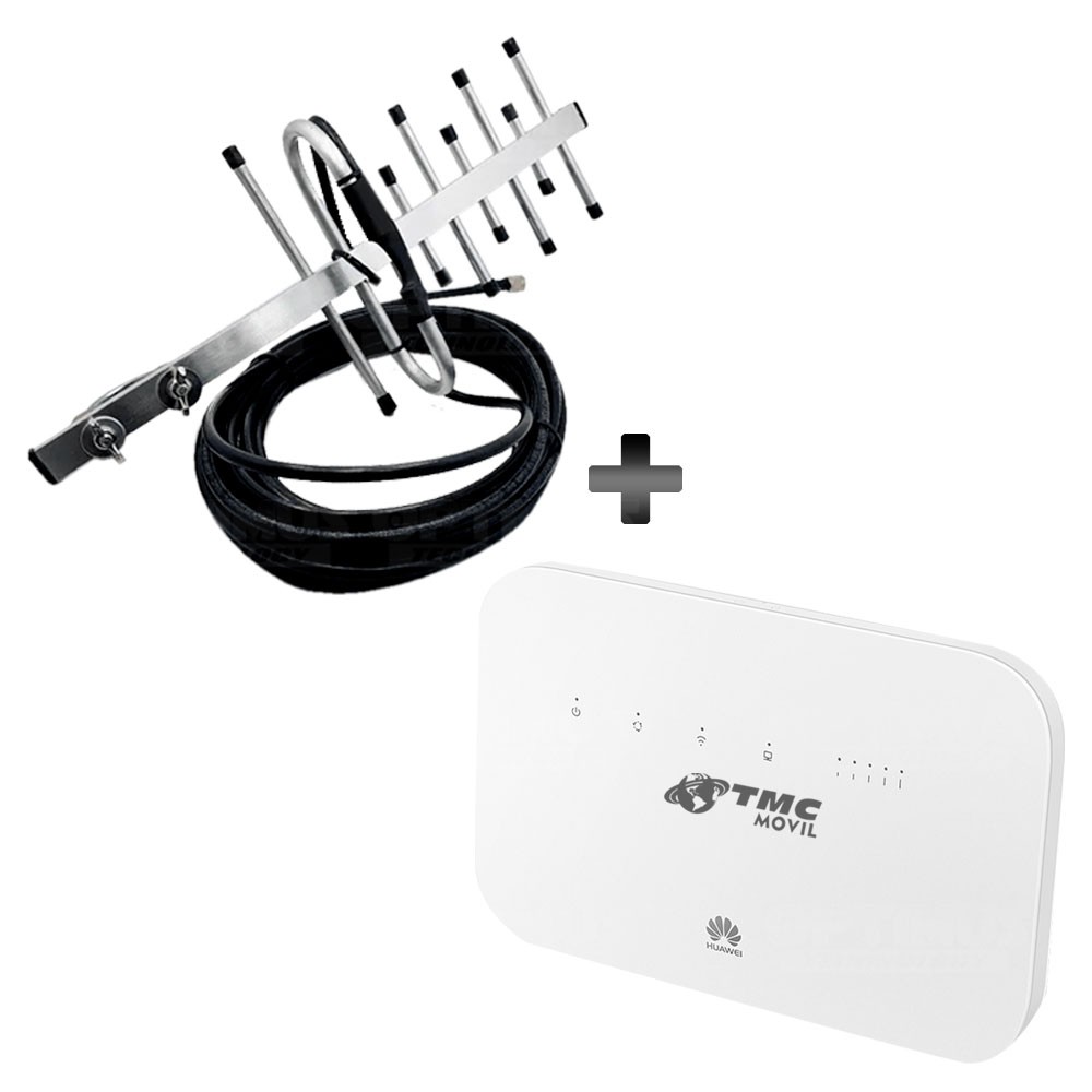 KIT Antena Amplificadora De Señal Yagi de 15Db Con Enrutador Huawei B612S-51D Homologado