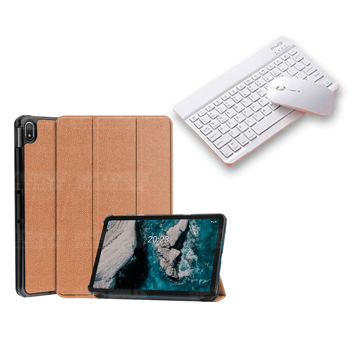 Kit Case Forro Protector + Teclado y Mouse Ratón Bluetooth para Tablet Nokia T20 10,4 Pulgadas 2021 TA-1397 / TA-1394 / TA-1392