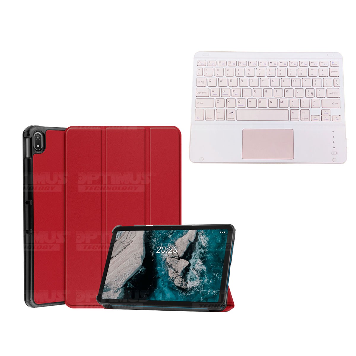 Kit Case Folio Protector + Teclado Mouse Touchpad Bluetooth para Tablet Nokia T20 10,4 Pulgadas 2021 TA-1397 / TA-1394 / TA-1392