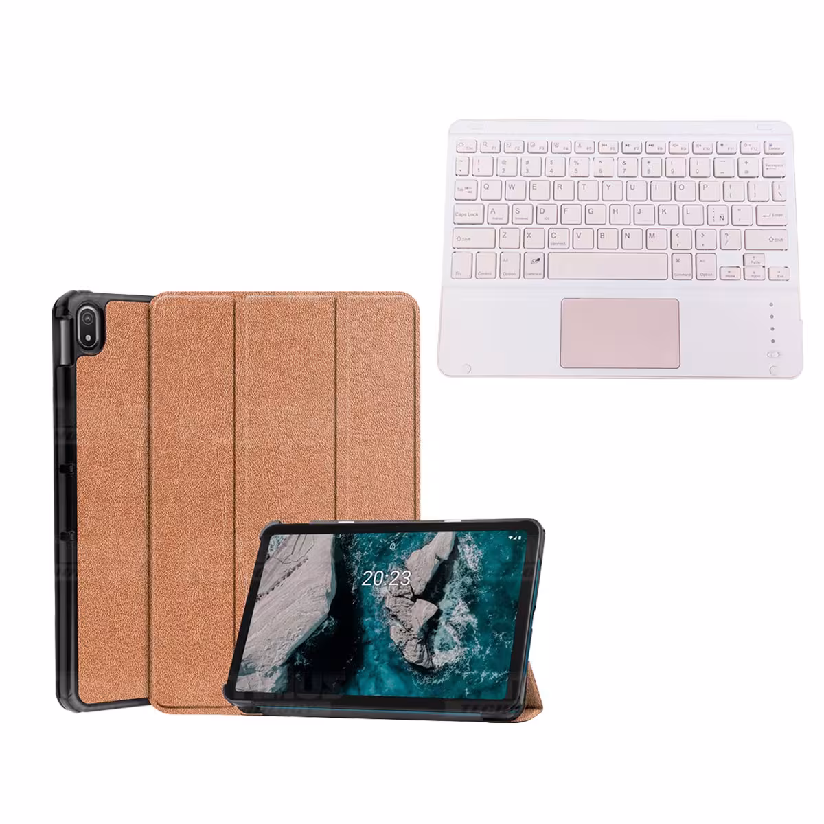 Kit Case Folio Protector + Teclado Mouse Touchpad Bluetooth para Tablet Nokia T20 10,4 Pulgadas 2021 TA-1397 / TA-1394 / TA-1392