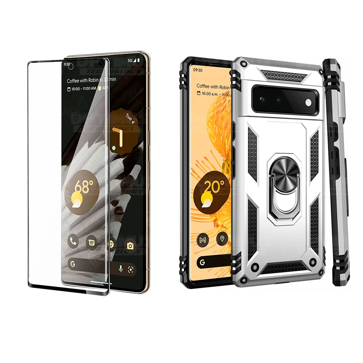 Kit Vidrio templado y Estuche Case Forro Protector Anti-Shock doble capa para celular Google Pixel 6 Pro
