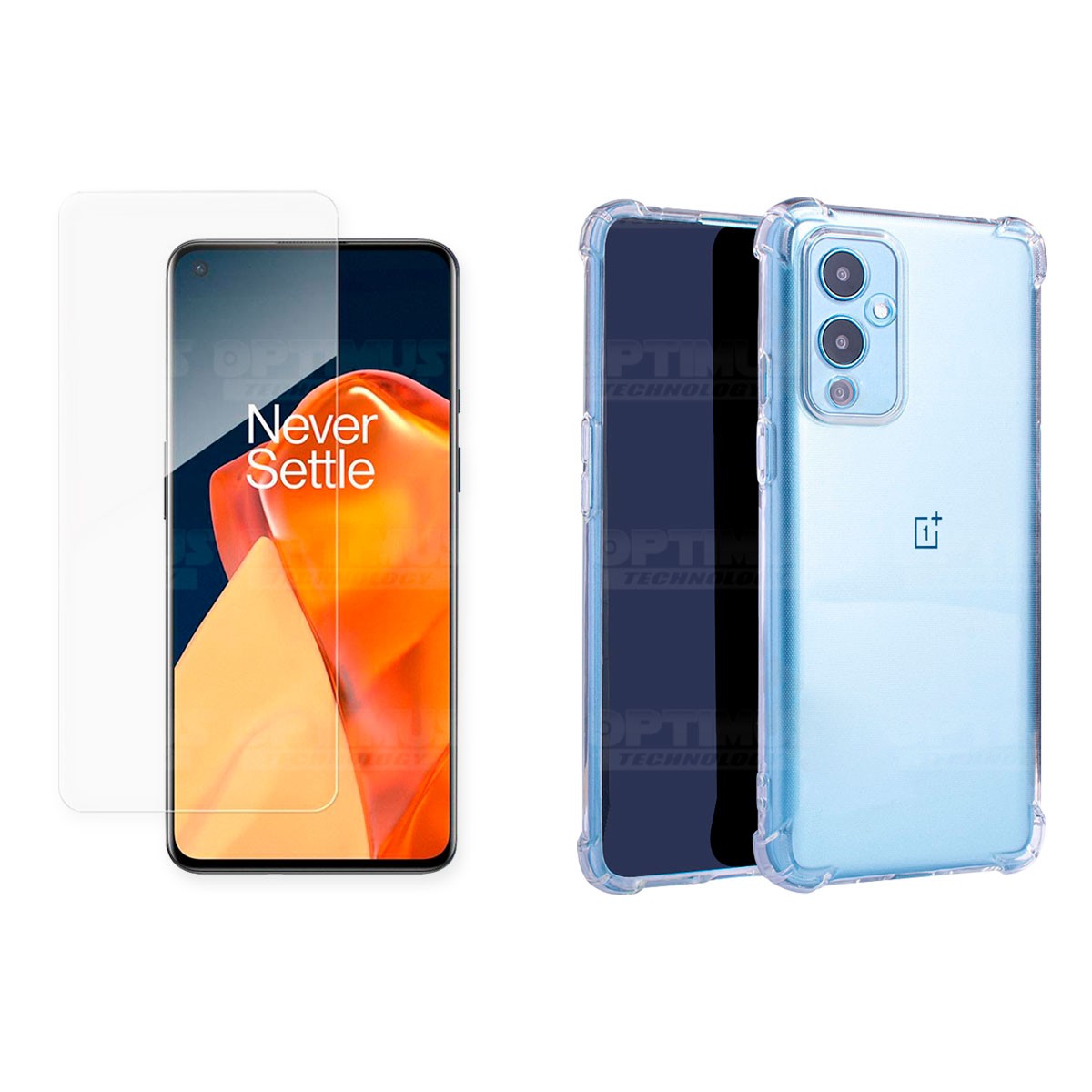 Kit Vidrio templado y Estuche Case Forro Protector Anticaída para celular OnePlus 9 5g LE2115 / LE2110