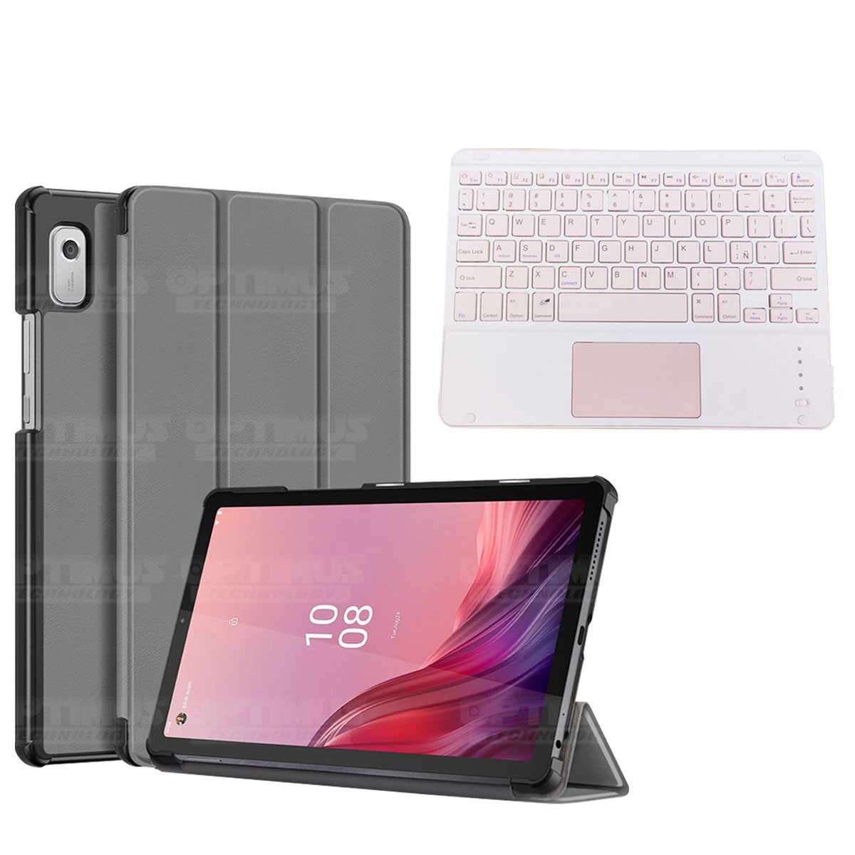 Kit Case Folio Protector + Teclado Mouse Touchpad Bluetooth para Tablet Lenovo Tab M9 9 Pulgadas LTE 2023 TB310FU / TB-310XU