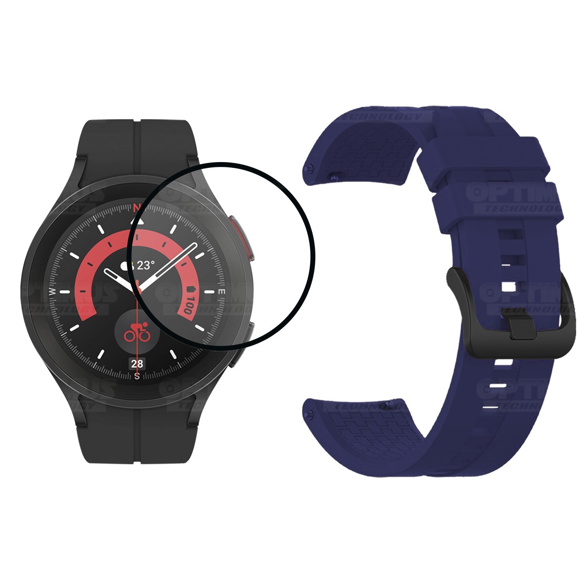 Kit Vidrio templado cerámico Y Correa Banda de Silicona para Smartwatch Reloj Inteligente Samsung Galaxy Watch 5 Pro 45mm