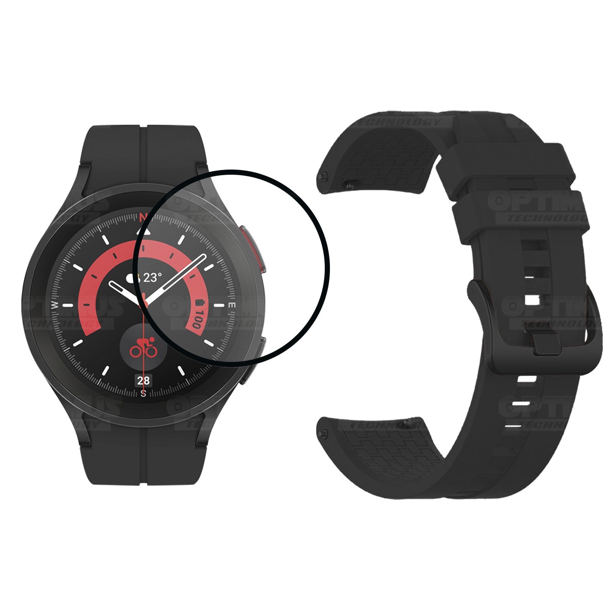 Kit Vidrio templado cerámico Y Correa Banda de Silicona para Smartwatch Reloj Inteligente Samsung Galaxy Watch 5 Pro 45mm