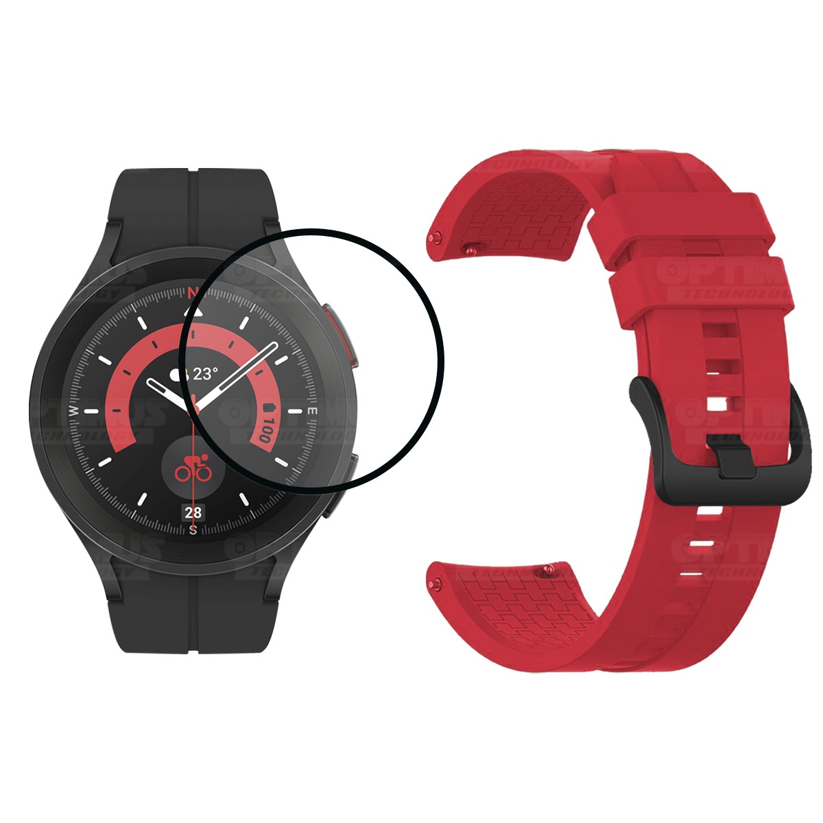 Kit Vidrio templado cerámico Y Correa Banda de Silicona para Smartwatch Reloj Inteligente Samsung Galaxy Watch 5 Pro 45mm