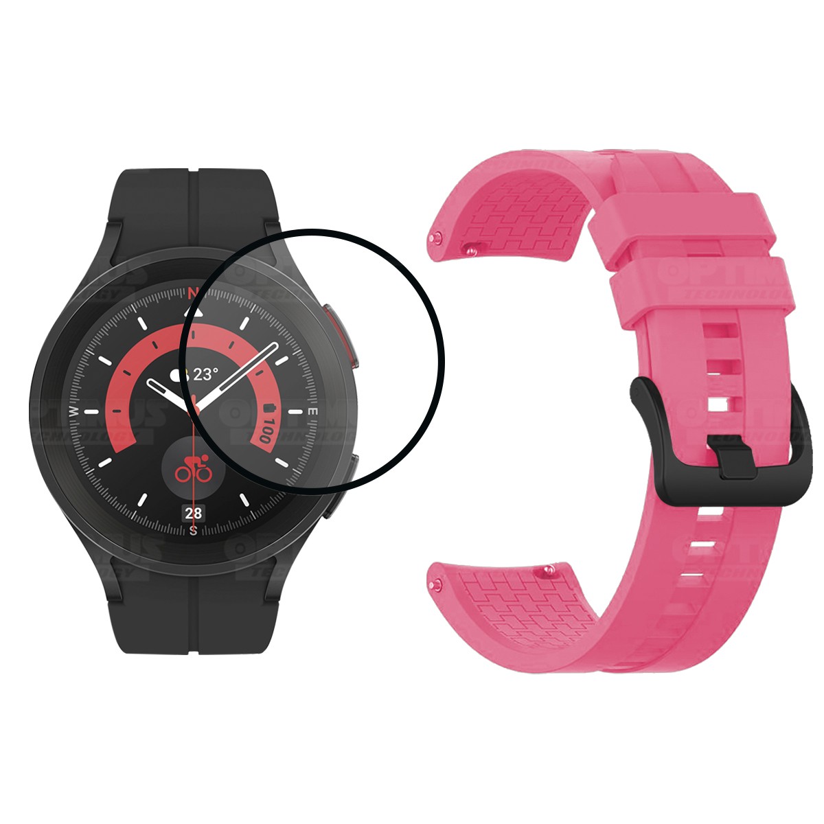 Kit Vidrio templado cerámico Y Correa Banda de Silicona para Smartwatch Reloj Inteligente Samsung Galaxy Watch 5 Pro 45mm