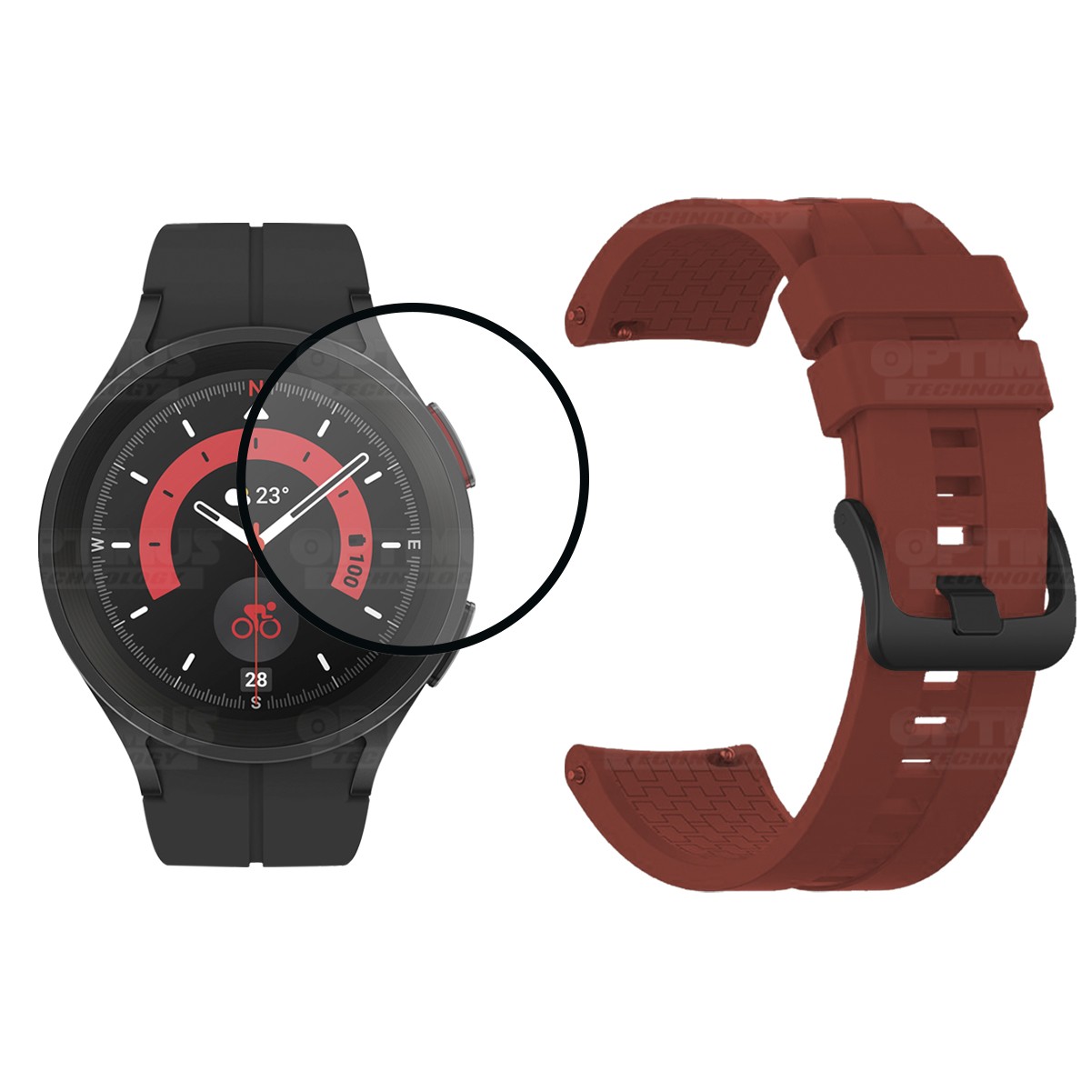 Kit Vidrio templado cerámico Y Correa Banda de Silicona para Smartwatch Reloj Inteligente Samsung Galaxy Watch 5 Pro 45mm