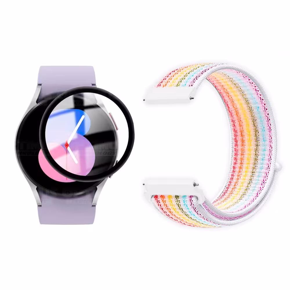 KIT Correa tipo velcro y Vidrio templado cerámico para Reloj Smartwatch Samsung Galaxy Watch 5 40mm SM-R900