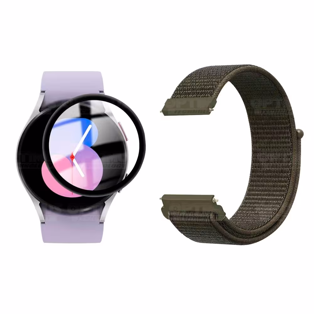 KIT Correa tipo velcro y Vidrio templado cerámico para Reloj Smartwatch Samsung Galaxy Watch 5 40mm SM-R900