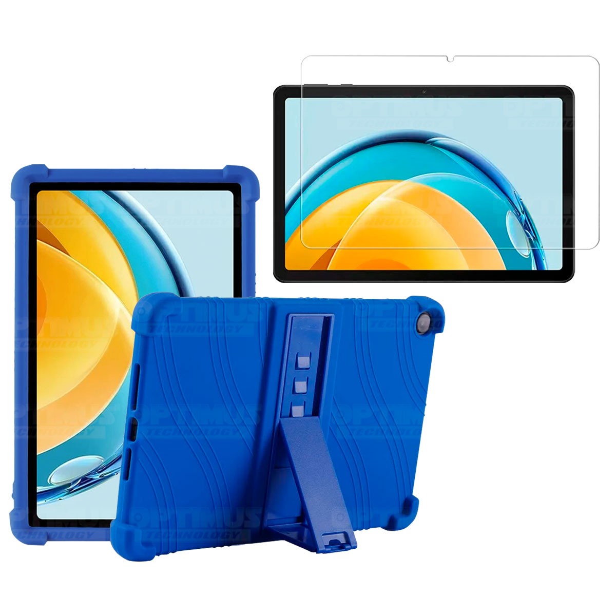 Kit Vidrio templado y Estuche Protector de goma antigolpes con soporte Tablet Huawei Matepad SE 10.4 Pulgadas 2023 AGS5-L09