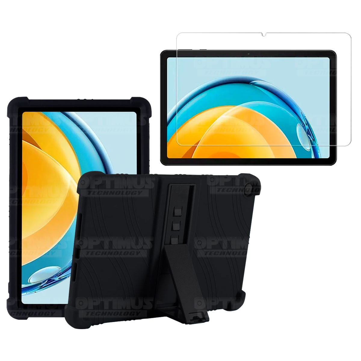 Kit Vidrio templado y Estuche Protector de goma antigolpes con soporte Tablet Huawei Matepad SE 10.4 Pulgadas 2023 AGS5-L09