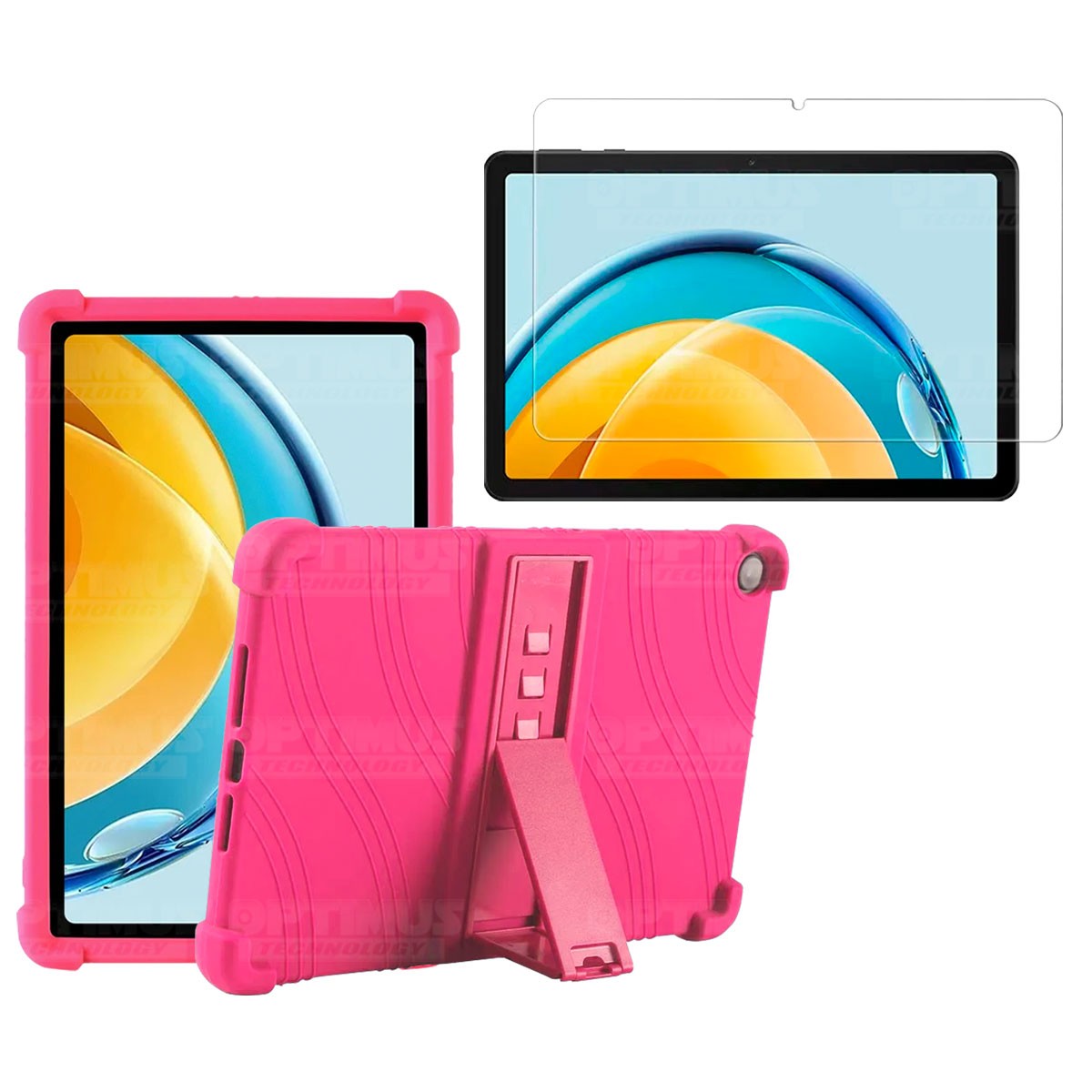 Kit Vidrio templado y Estuche Protector de goma antigolpes con soporte Tablet Huawei Matepad SE 10.4 Pulgadas 2023 AGS5-L09