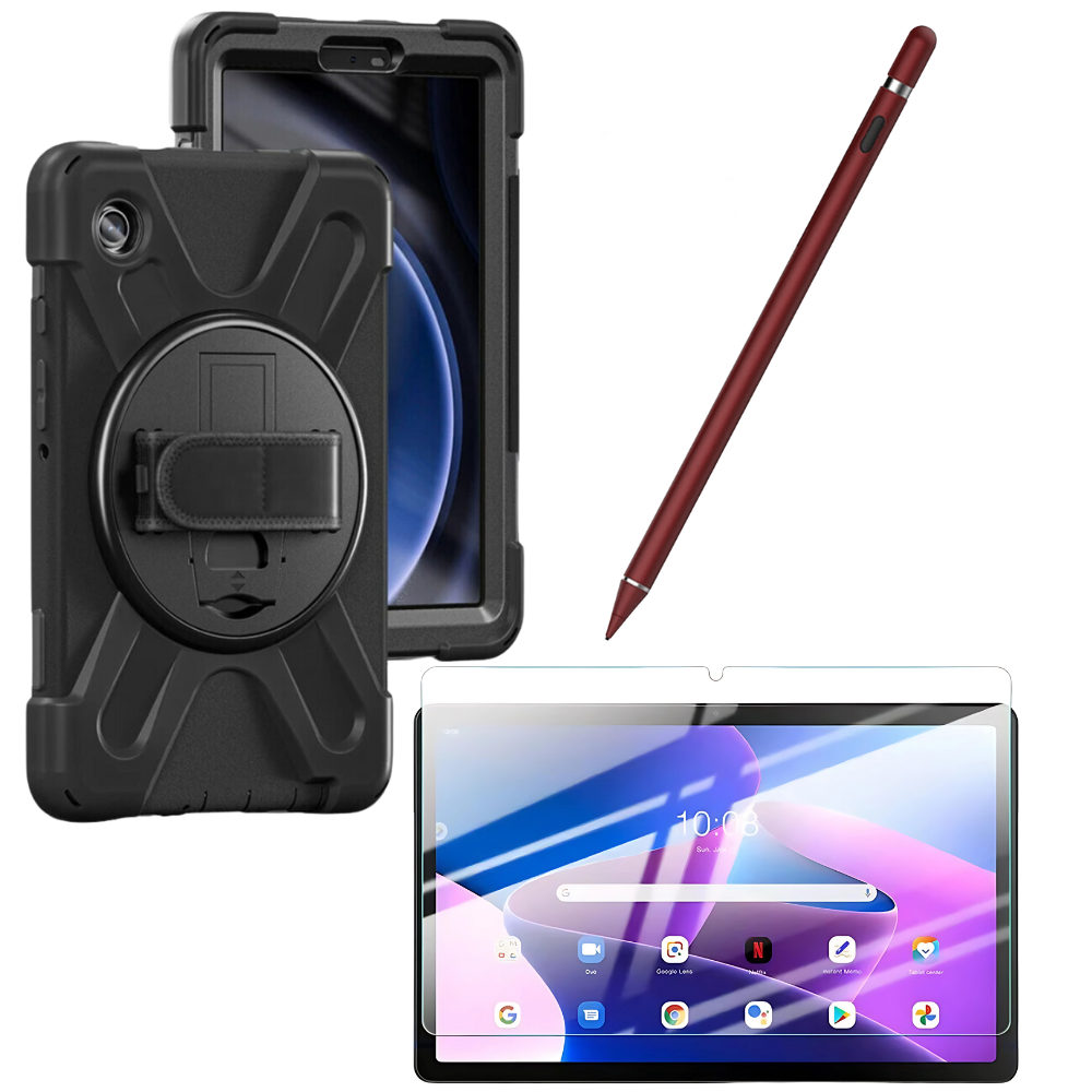 Kit Estuche Protector Correa + Vidrio Templado + Lápiz Digital para Tablet Lenovo M10 Plus 3era Gen 10.6 Pulgadas 2022 TB-125FU