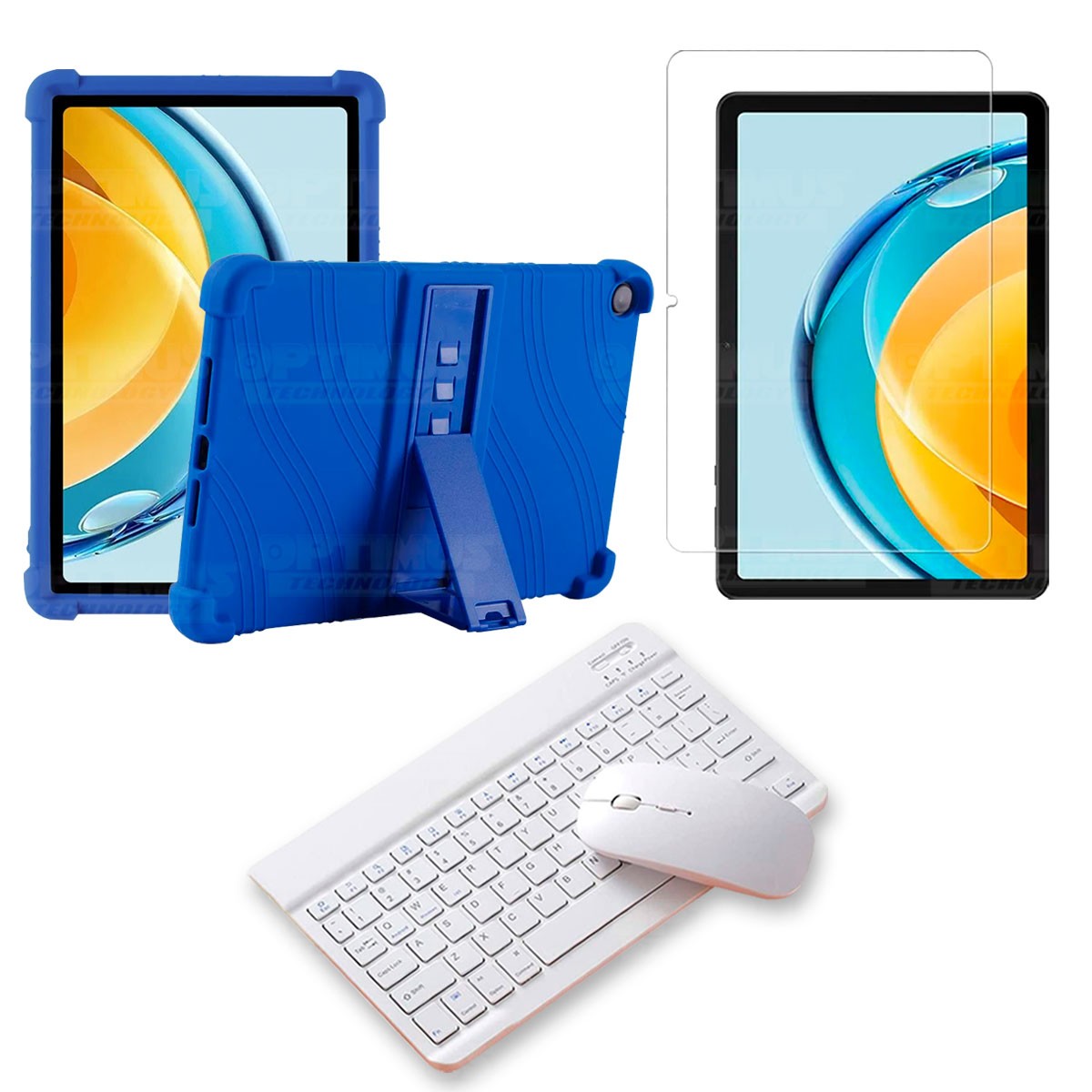 Kit Vidrio templado + Estuche Protector Goma + Teclado Bluetooth Tablet Huawei Matepad SE 10.4 Pulgadas 2023 AGS5-L09 / AGS5-W09