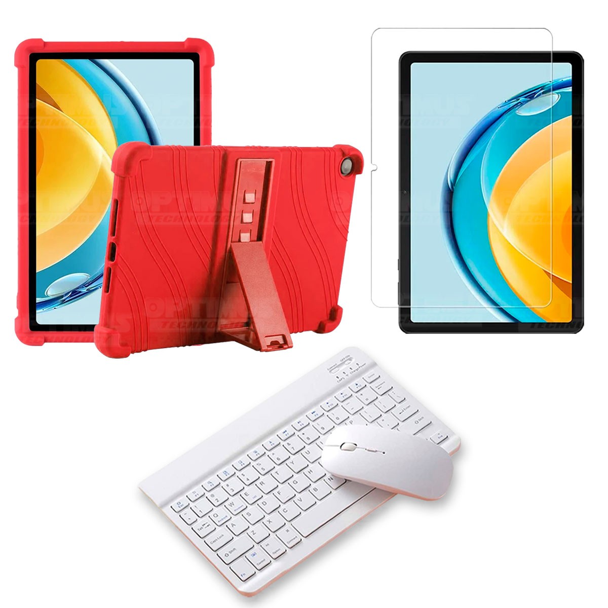 Kit Vidrio templado + Estuche Protector Goma + Teclado Bluetooth Tablet Huawei Matepad SE 10.4 Pulgadas 2023 AGS5-L09 / AGS5-W09