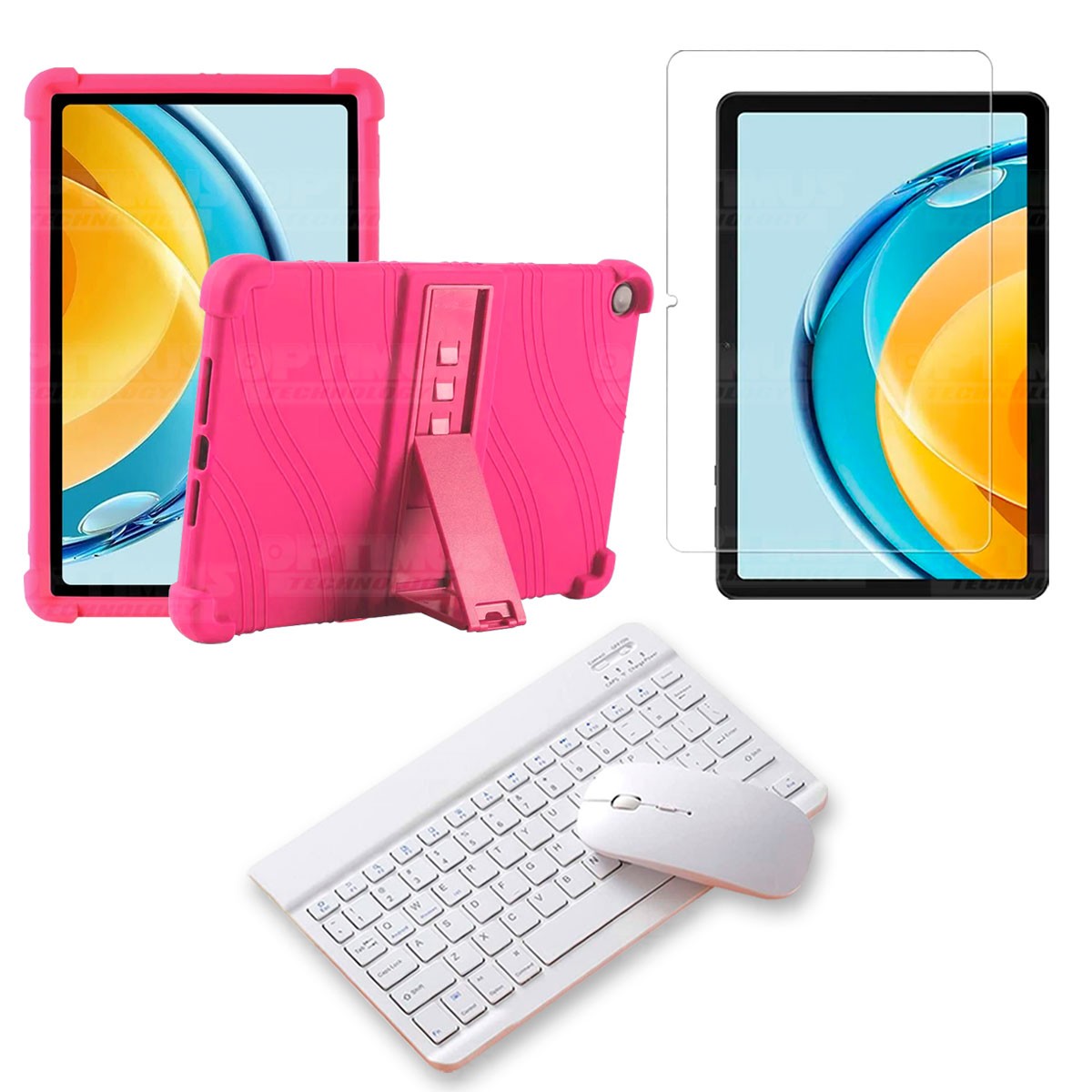 Kit Vidrio templado + Estuche Protector Goma + Teclado Bluetooth Tablet Huawei Matepad SE 10.4 Pulgadas 2023 AGS5-L09 / AGS5-W09