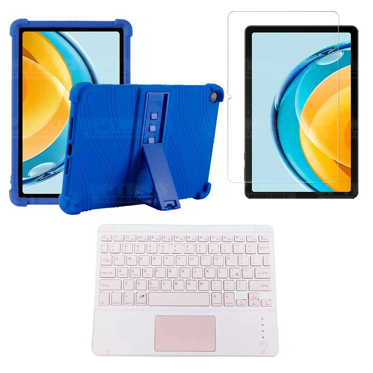 Kit Vidrio templado + Estuche Protector + Teclado Touchpad Bluetooth Tablet Huawei Matepad SE 10.4 Pulgadas 2023
