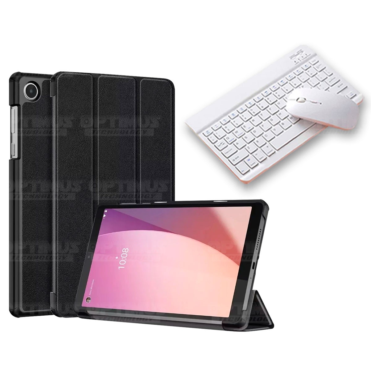 Kit Case Forro Protector + Teclado y Mouse Ratón Bluetooth para Tablet Lenovo Tab M8 4ta Generación TB-300FU 8 Pulgadas 2023