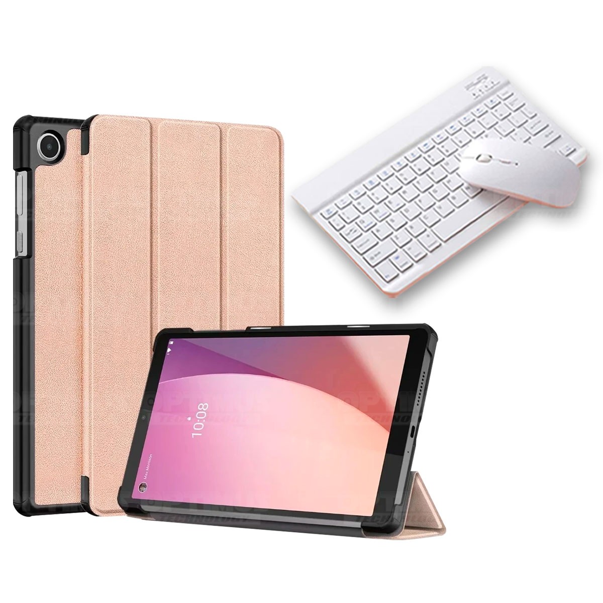 Kit Case Forro Protector + Teclado y Mouse Ratón Bluetooth para Tablet Lenovo Tab M8 4ta Generación TB-300FU 8 Pulgadas 2023