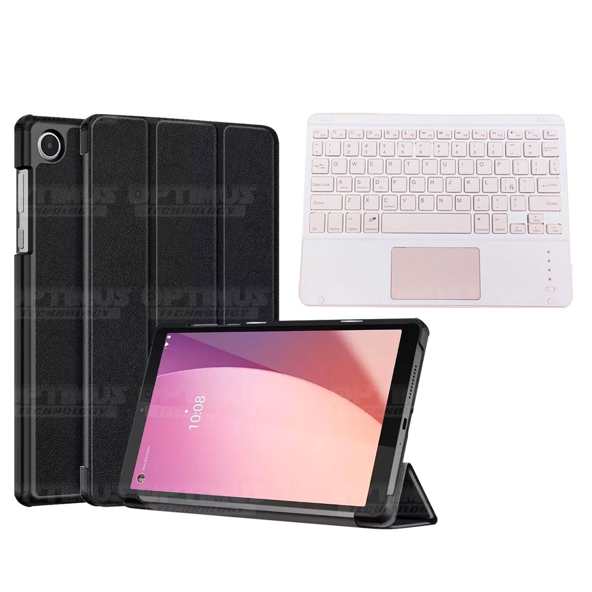 Kit Case Folio Protector + Teclado Mouse Touchpad Bluetooth para Tablet Lenovo Tab M8 4ta Gen 8 Pulgadas 2023