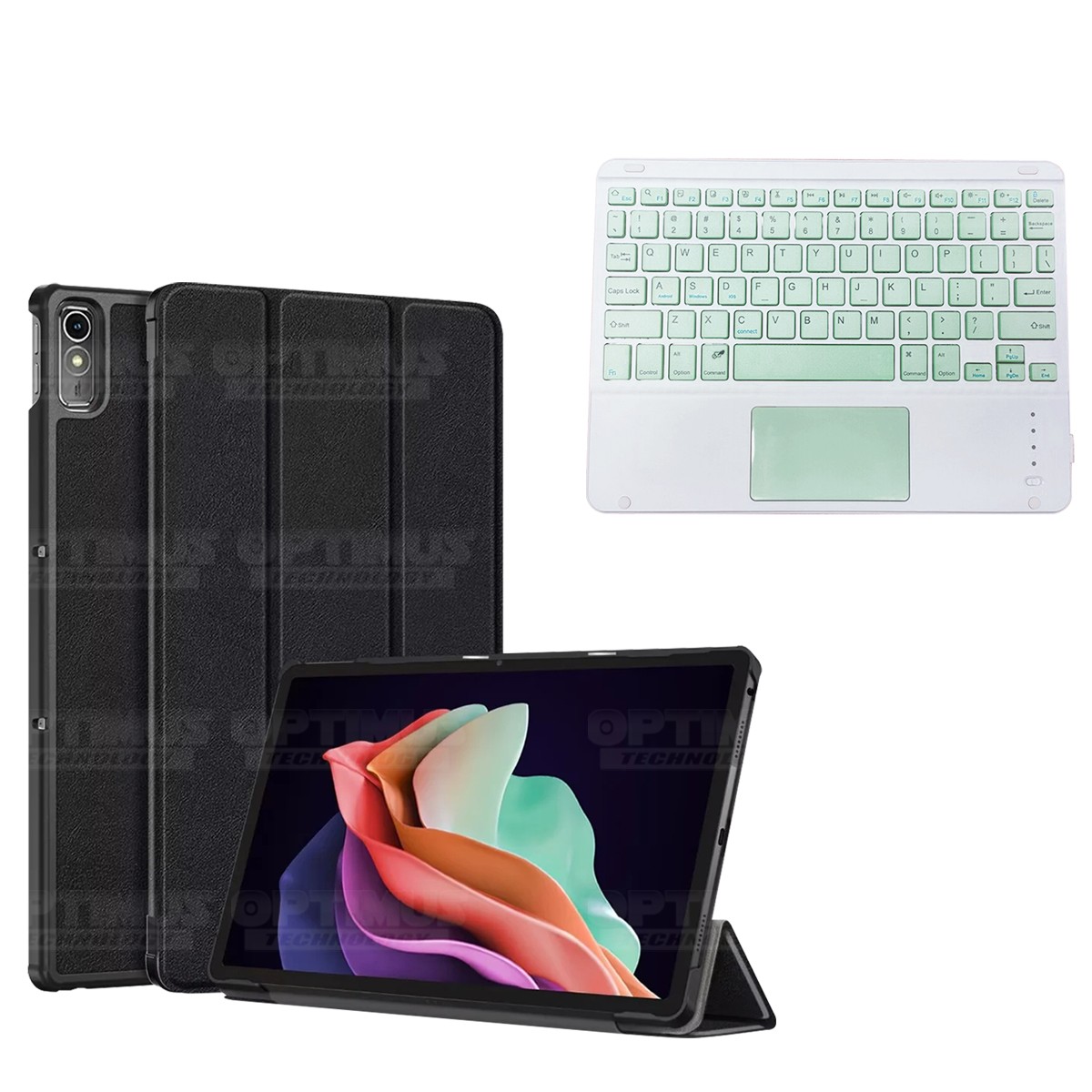 Kit Case Folio Protector + Teclado Mouse Touchpad Bluetooth para Tablet Lenovo Tab P11 2da Generación TB-350FU 11.5 Pulgadas