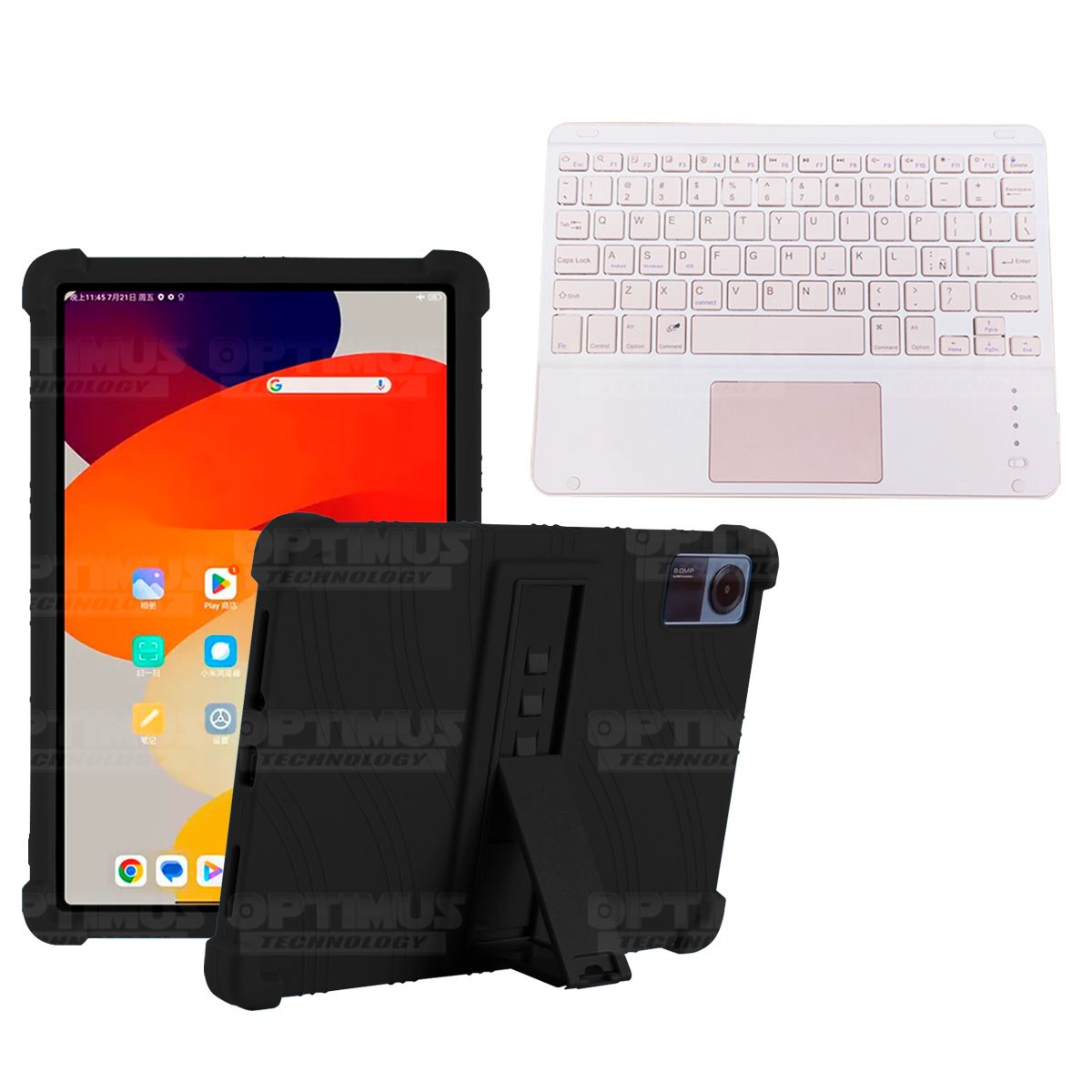 Kit Case Estuche Protector Antigolpes + Teclado Mouse Touchpad Bluetooth para Tablet Xiaomi Redmi Pad SE 11 Pulgadas 2023 Wifi