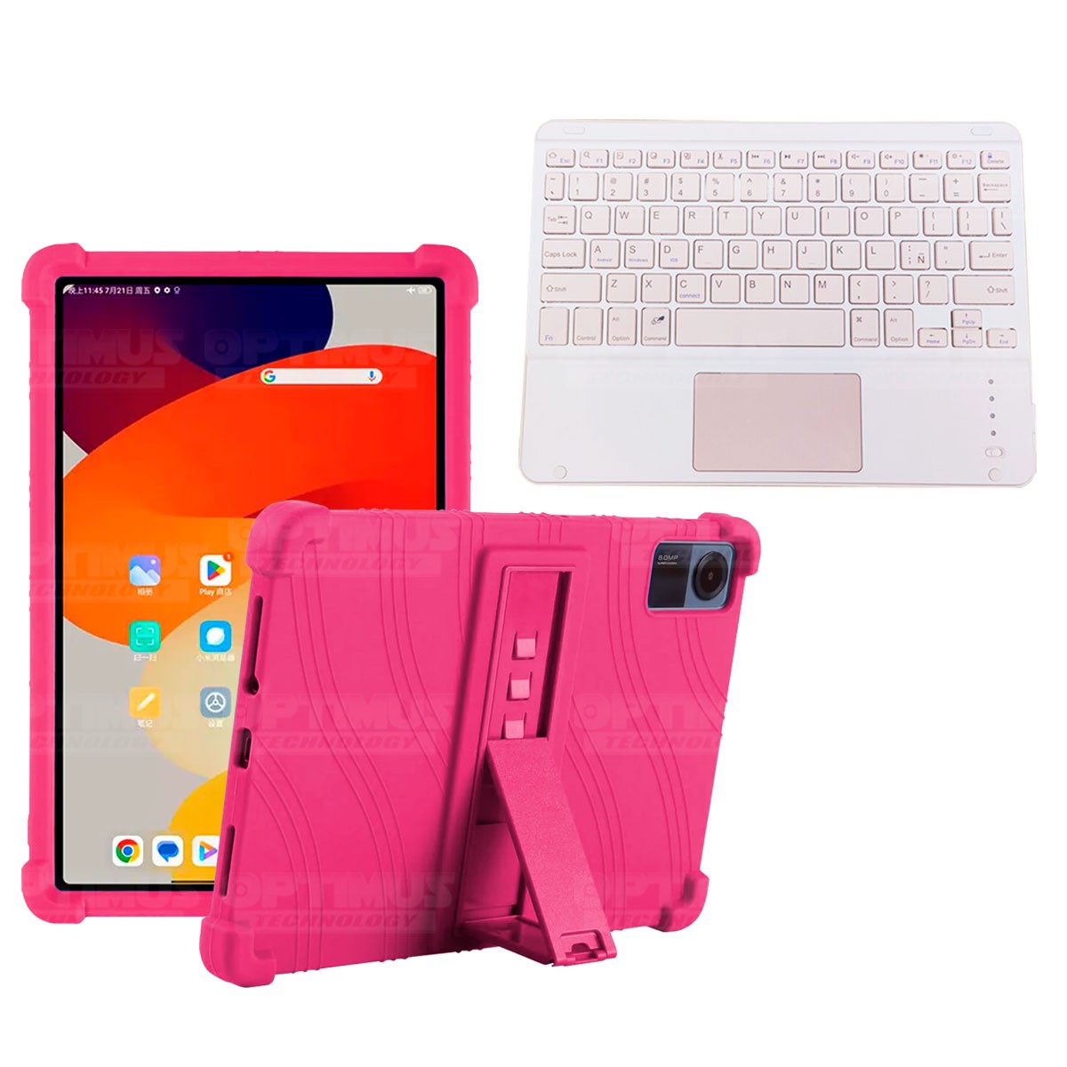 Kit Case Estuche Protector Antigolpes + Teclado Mouse Touchpad Bluetooth para Tablet Xiaomi Redmi Pad SE 11 Pulgadas 2023 Wifi